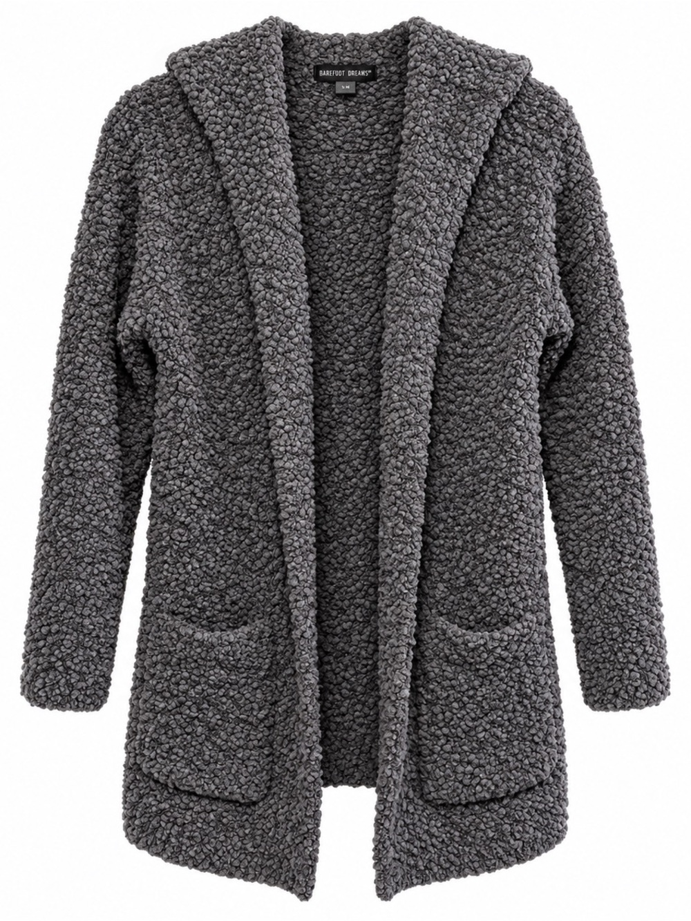 Barefoot Dreams Boucle Hooded Cardigan Charcoal Gray XXS XS